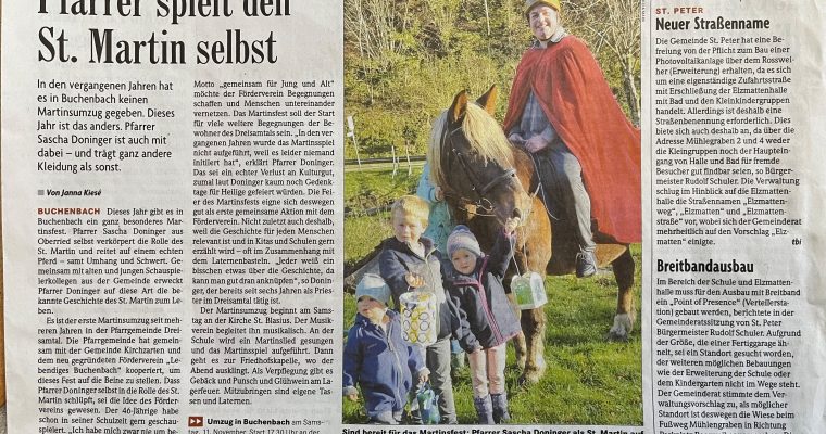 Pfarrer spielt den St. Martin selbst