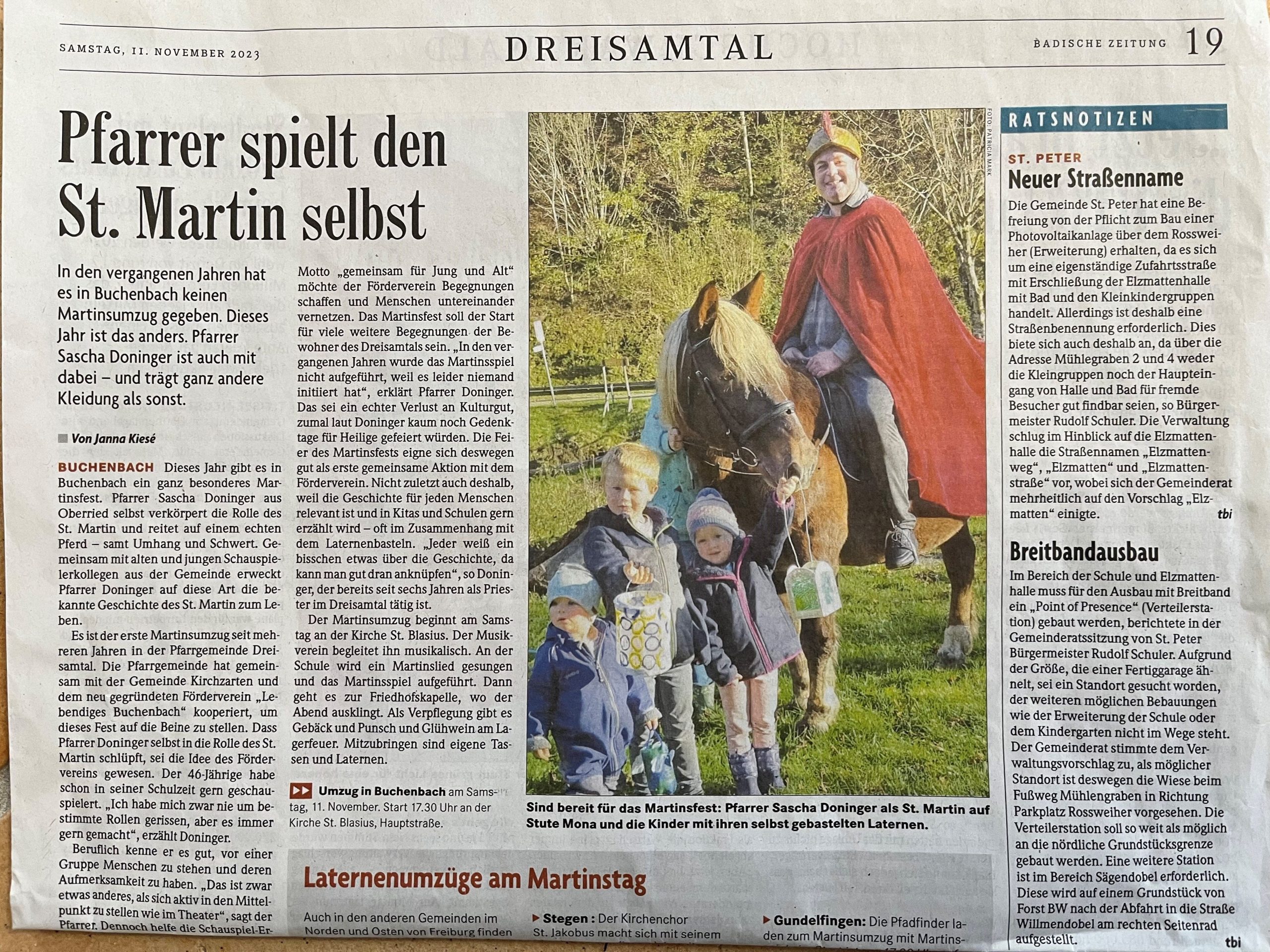 Pfarrer spielt den St. Martin selbst